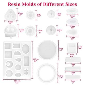 anezus Resin Molds, 149 Pieces Silicone Resin Casting Molds and Tools Kit for Jewelry Resin Craft Ma...