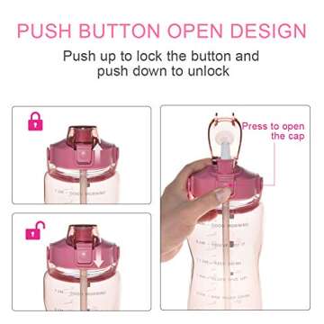 Opard 64 oz Motivational Water Bottle with Straw