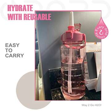 Opard 64 oz Motivational Water Bottle with Straw