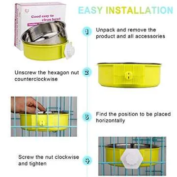 Crate Dog Bowl Removable Stainless Steel Water Food Feeder Bowls Cage Coop Cup for Cat Puppy Bird Pets (Small, Blue)