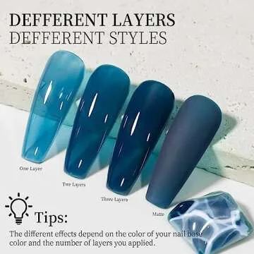 MAYCHAO Jelly Gel Nail Polish -15ML Sea Blue Jelly Gel Polish Soak Off UV LED Sheer Blue Nail Polish for DIY Manicure Home Salon Nail Art, 0.5 OZ