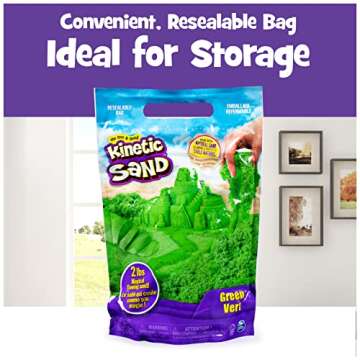Kinetic Sand, The Original Moldable Sensory Play Sand Toys for Kids, Green, 2 lb. Resealable Bag, Ages 3+