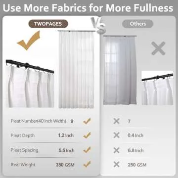 TWOPAGES Double Layer Lined Pinch Pleated Curtain Sand Beige Linen Blend Light Filtering Room Darkening Curtain for Kitchen, Window Treatment Curtain Panel (1 Panel, W26 x L90)
