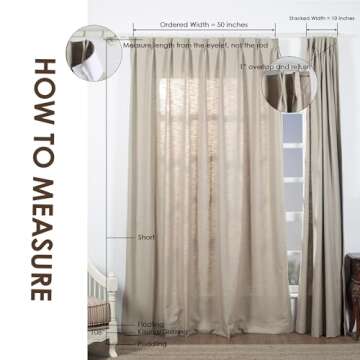 TWOPAGES Double Layer Lined Pinch Pleated Curtain Sand Beige Linen Blend Light Filtering Room Darkening Curtain for Kitchen, Window Treatment Curtain Panel (1 Panel, W26 x L90)