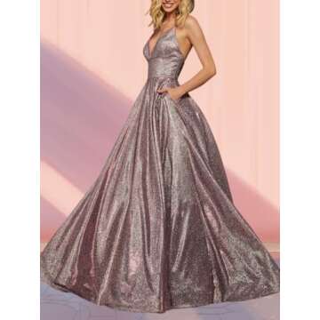 SHINDRESS Women Gold Prom Evening Dresses Long Glitter Sleeveless Formal Party Gown 2024 with Pockets 4