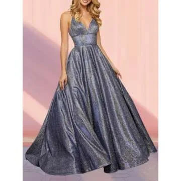 SHINDRESS Women Gold Prom Evening Dresses Long Glitter Sleeveless Formal Party Gown 2024 with Pockets 4