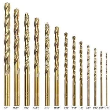 GMTOOLS 13Pcs Cobalt Drill Bits Set, M35 HSS 135 Degree Tip, Twist Jobber Length Drill Bit Kit for H...