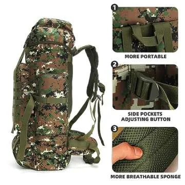 King'sGuard 70L Camping Hiking Backpack Tactical Backpack Military Molle Rucksack Backpack for Outdoor