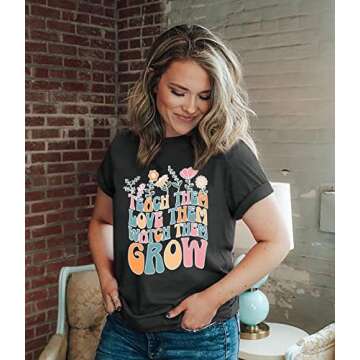 Women Teacher Shirt Teach Them Love Them Watch Them Grow Kindergarten Teacher Shirt Cute Teacher Lif...