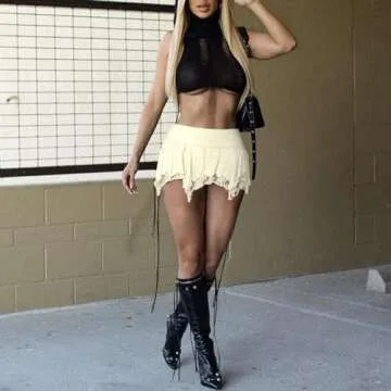 Women's Lace Short Pleated Mini Skirt for Trendy Outfits