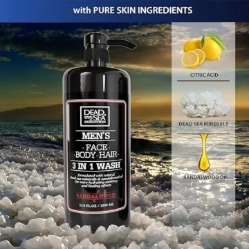 Dead Sea Collection Mens Body Wash 3 in 1 for All Skin Types