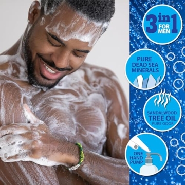 Dead Sea Collection Mens Body Wash 3 in 1 for All Skin Types