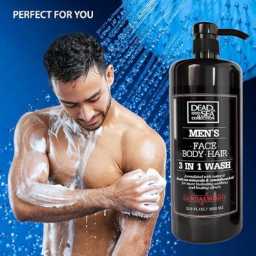 Dead Sea Collection Mens Body Wash 3 in 1 for All Skin Types