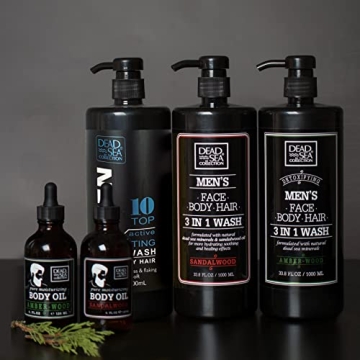 Dead Sea Collection Mens Body Wash 3 in 1 for All Skin Types