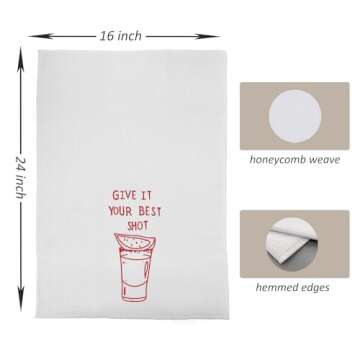 uinwk Bar Towels for Kitchen Home Bar, Give It Your Best Shot Funny Kitchen Towels, Bar Cart Decor, Funny Kitchen Decor, Funny Dish Towels with Sayings, 16x24