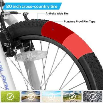 Hiland 20 Inch Kids Mountain Bike - Single Speed Design