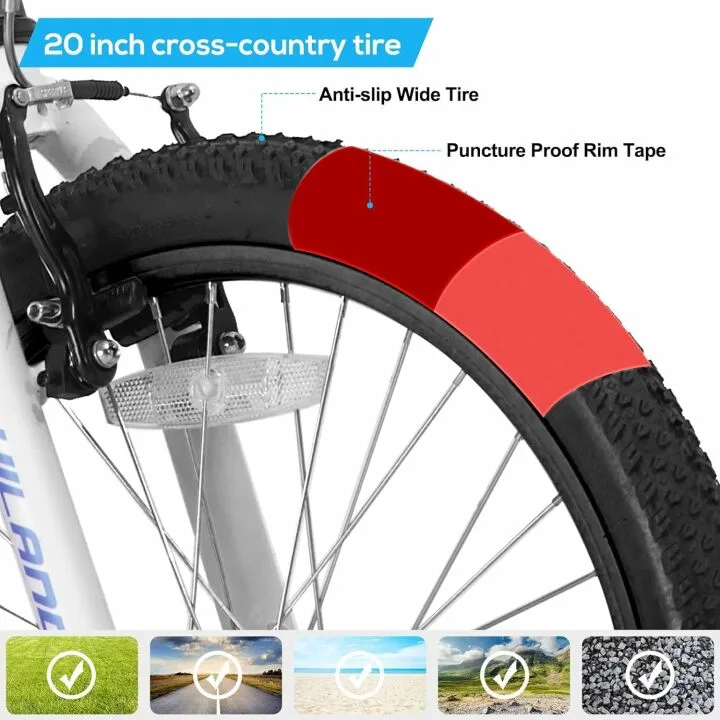 Hiland 20 Inch Kids Mountain Bike - Single Speed Design