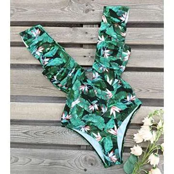 SPORLIKE Women Stylish V-Neck One Piece Swimsuit