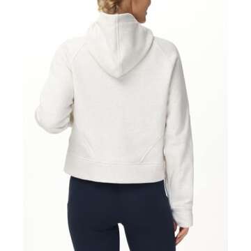 THE GYM PEOPLE Women’s Hoodies Half Zip Long Sleeve Fleece Crop Pullover Sweatshirts with Pockets Thumb Hole Off-white
