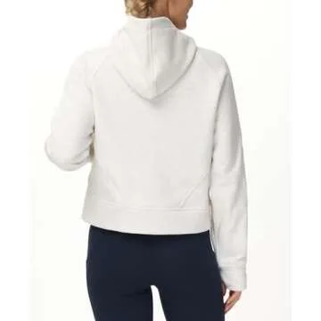 THE GYM PEOPLE Women’s Hoodies Half Zip Long Sleeve Fleece Crop Pullover Sweatshirts with Pockets Thumb Hole Off-white