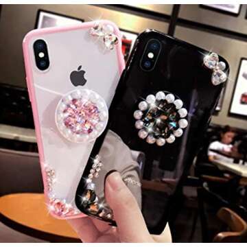 Stylish Lozeguyc iPhone XR Rhinestone Case with Stand