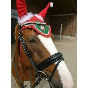 Christmas Saddle Pad Set with Matching Fly Bonnet