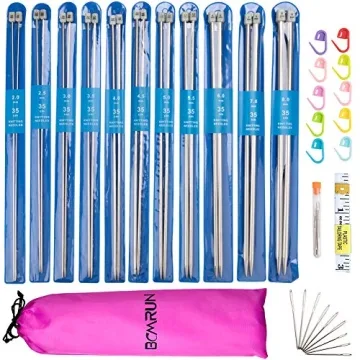 BCMRUN 22 Pieces Stainless Steel Knitting Needles Set