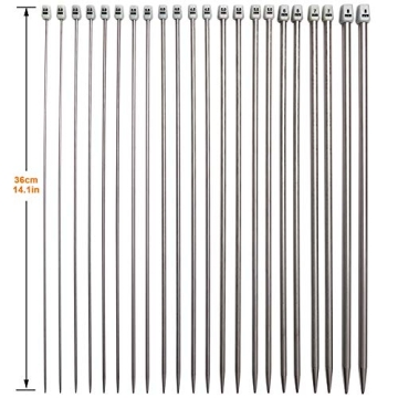 BCMRUN 22 Pieces Stainless Steel Knitting Needles Set