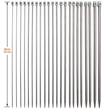 BCMRUN 22 Pieces Stainless Steel Knitting Needles Set