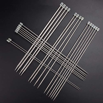 BCMRUN 22 Pieces Stainless Steel Knitting Needles Set