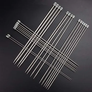 BCMRUN 22 Pieces Stainless Steel Knitting Needles Set