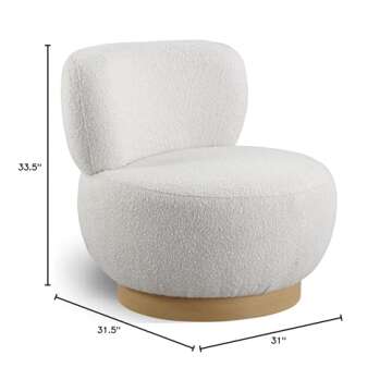 Mid-Century Modern Accent Chair in Cream Boucle Fabric