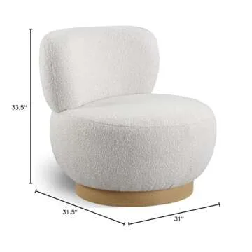 Mid-Century Modern Accent Chair in Cream Boucle Fabric
