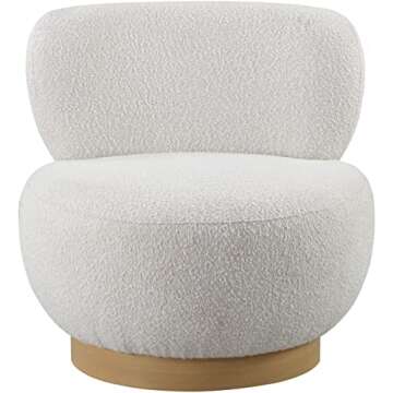 Mid-Century Modern Accent Chair in Cream Boucle Fabric