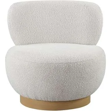 Mid-Century Modern Accent Chair in Cream Boucle Fabric