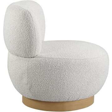 Mid-Century Modern Accent Chair in Cream Boucle Fabric