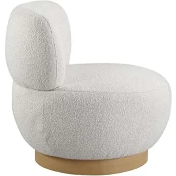 Mid-Century Modern Accent Chair in Cream Boucle Fabric