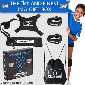 OVANTO Volleyball Training Equipment Aid – Solo Adjustable Volleyball Equipment in 4 Styles to Serve, Spike, Set and Pass Like a Pro - Gift for Beginners & Experts