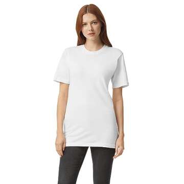 American Apparel Fine Jersey T-Shirt, Style G2001, Multipack, White (2-Pack), X-Large