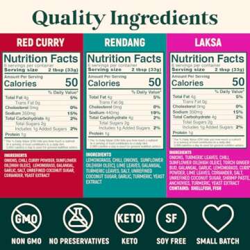 Homiah Curry Paste Sampler (Value 3 Pack x 7 Oz) Gluten Free Non-GMO Malaysian Curry Paste – Vegan Red Curry Laksa Rendang Paste Thai Essentials for Kitchen – Premium Thai Curry Paste for Asian Dishes