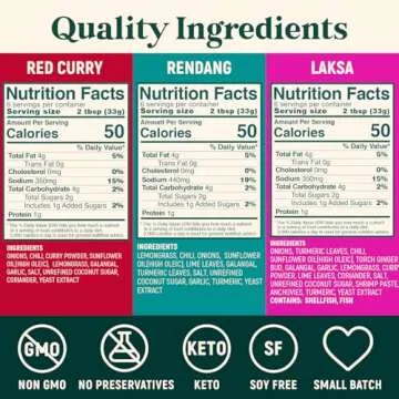 Homiah Curry Paste Sampler (Value 3 Pack x 7 Oz) Gluten Free Non-GMO Malaysian Curry Paste – Vegan Red Curry Laksa Rendang Paste Thai Essentials for Kitchen – Premium Thai Curry Paste for Asian Dishes