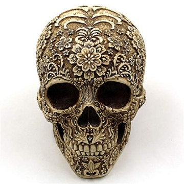 UJOY Gothic Skull Flowers Sculpture Unique Home Decor