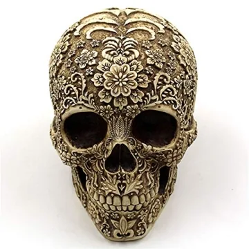 UJOY Gothic Skull Flowers Sculpture Unique Home Decor