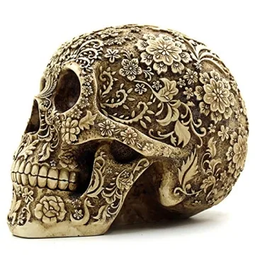 UJOY Gothic Skull Flowers Sculpture Unique Home Decor