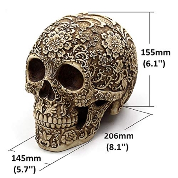 UJOY Gothic Skull Flowers Sculpture Unique Home Decor