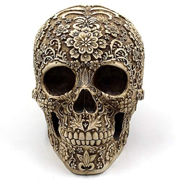 UJOY Gothic Skull Flowers Sculpture Unique Home Decor
