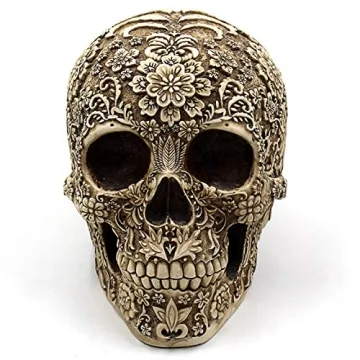 UJOY Gothic Skull Flowers Sculpture Unique Home Decor