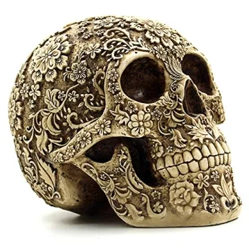 UJOY Gothic Skull Flowers Sculpture Unique Home Decor