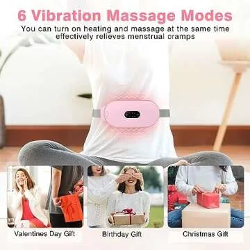 Heating Pads, Glyduny Period Cramp Massager Portable Cordless Heating Pad with 6 Heat Levels and 6 Massage Modes for Back Pain Relief Menstrual Heating Pad (Pink)