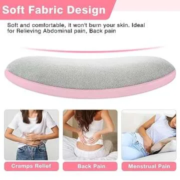 Heating Pads, Glyduny Period Cramp Massager Portable Cordless Heating Pad with 6 Heat Levels and 6 Massage Modes for Back Pain Relief Menstrual Heating Pad (Pink)